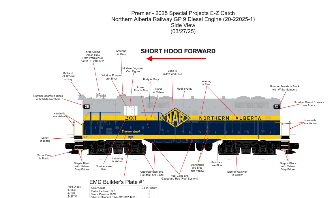 ( ETA Late 2025 ) E-Z Catch Custom Northern Alberta Railway Cab # 206 MTH Premier GP-9 # 20-22026-1