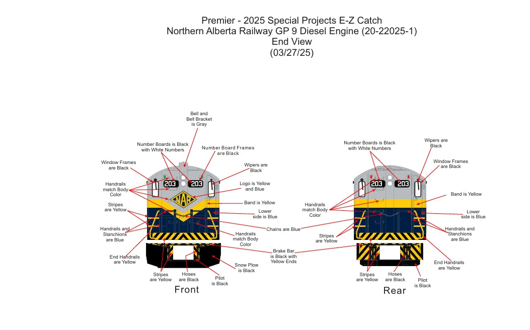 ( ETA Late 2025 ) E-Z Catch Custom Northern Alberta Railway Cab # 206 MTH Premier GP-9 # 20-22026-1