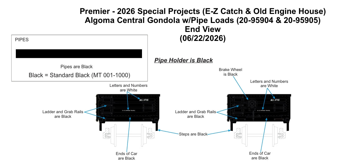 ** Pre Order ** MTH Custom Algoma Central Gondola w/Pipe Loads Premier Rd # 3597 ( 20-95904 )