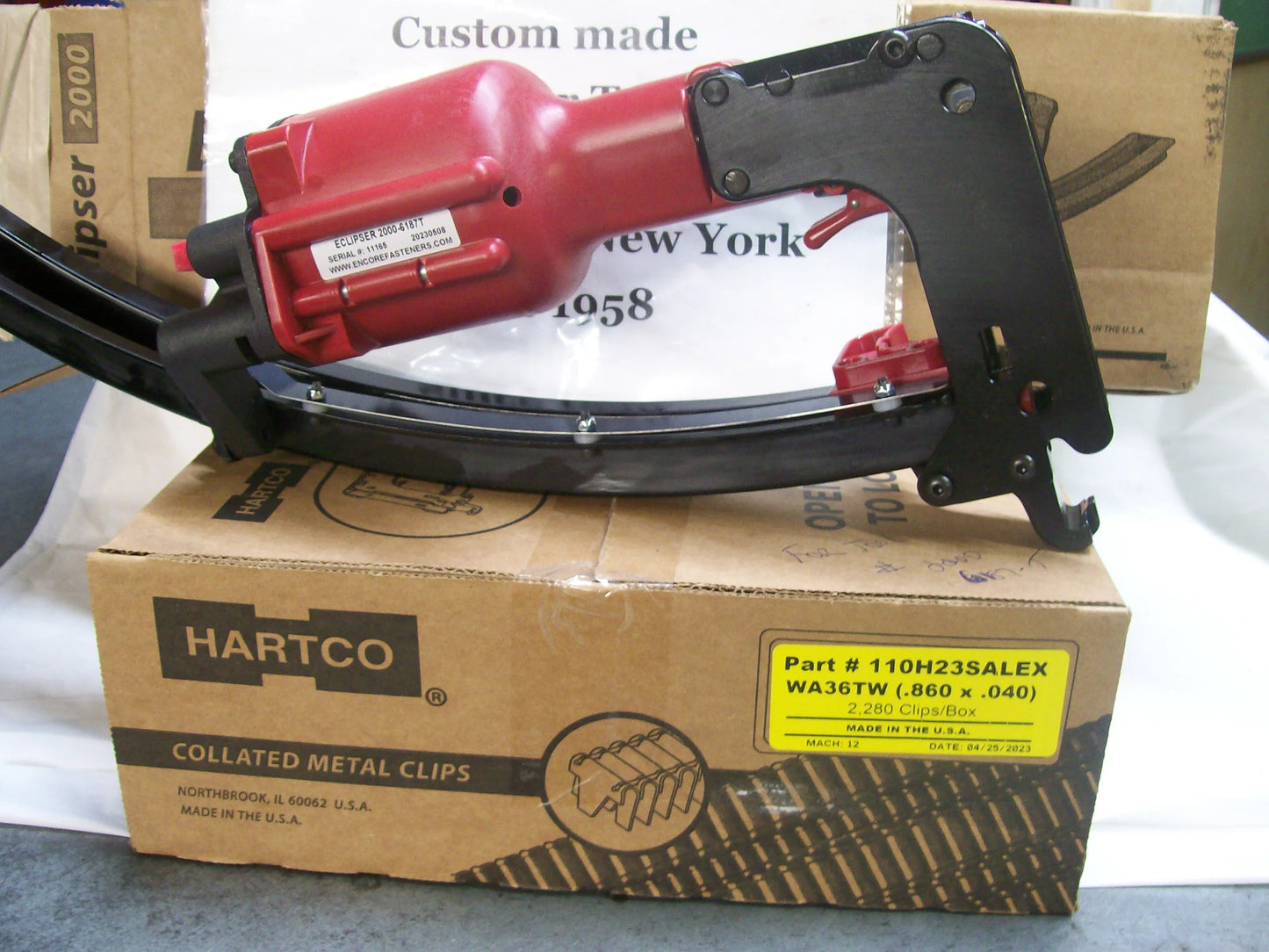 Encore Hartco Eclipser Red # 2000-6187T Clinch Clip Tool with ( WA36TW ) # 110H23-SALEX ALUMINUM CLIPS