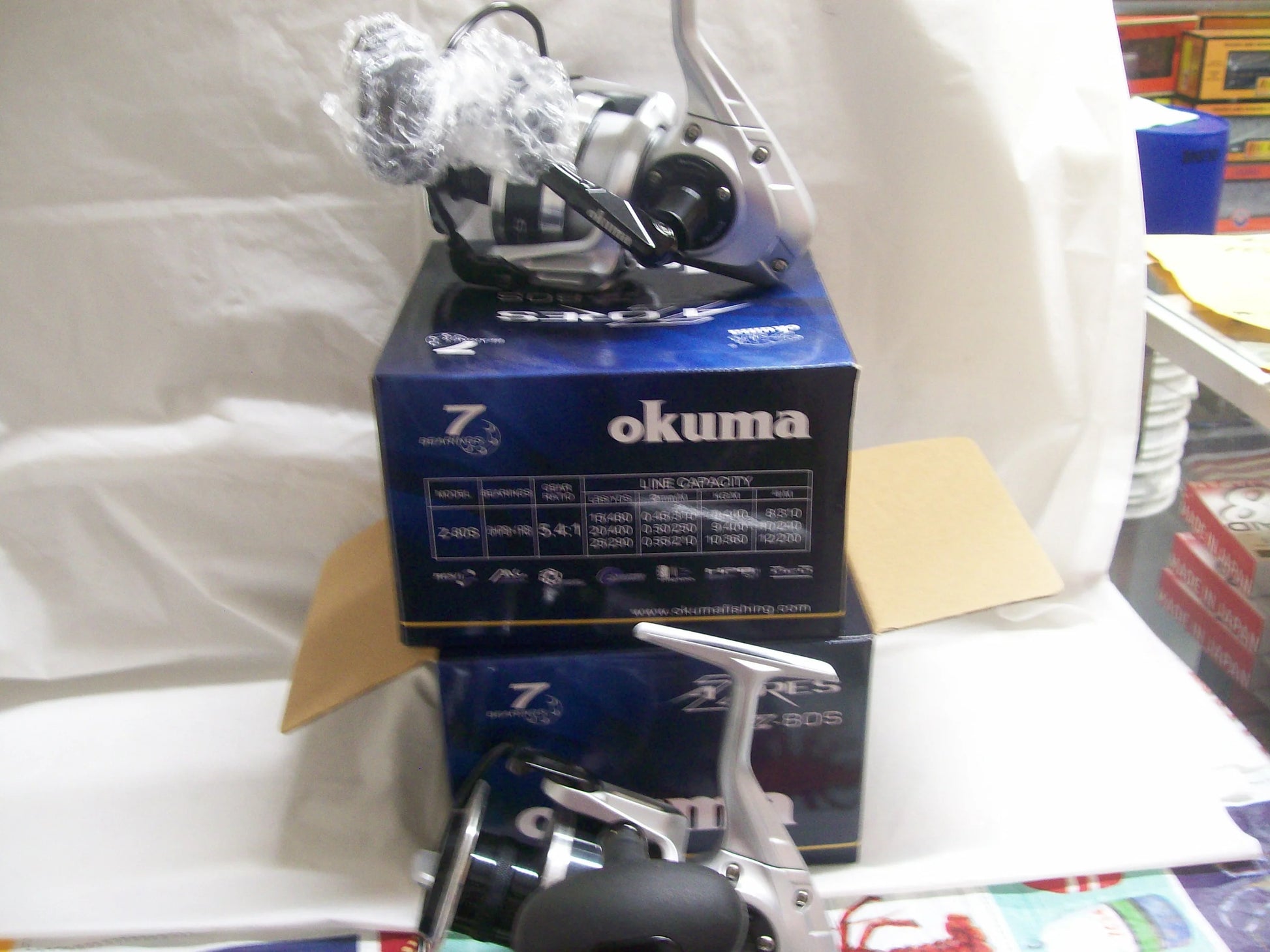 okuma azores saltwater spinning reel size 80 Two Pack Okuma Azores Z-80S Saltwater Heavy Duty Skirted Spool Spinning Reels