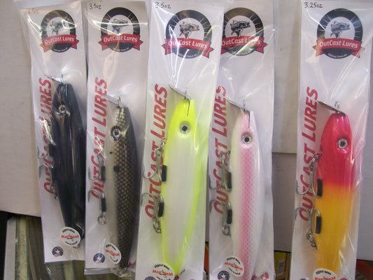 OutCast Custom Wooden Lures Surfster MagNeat Metal Lip Swimmers ( 4 Color's ) 3 ounce