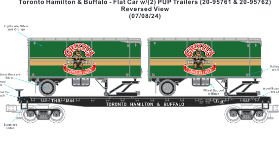 ETA May 2025 Custom Toranto Hamilton & Buffalo Flatcar w/ Grizzly Beer Pup # 1899