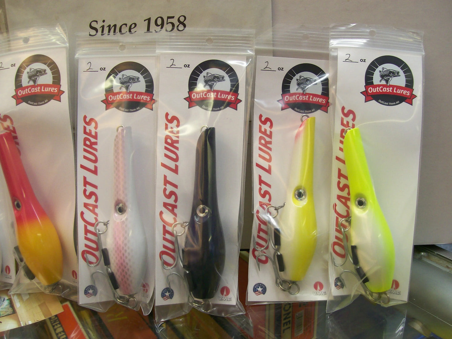 OutCast Custom Wooden Lures ( Pencil Popper's ) ( Hybrid Version ) Two plus ounce's ( 7 colors )
