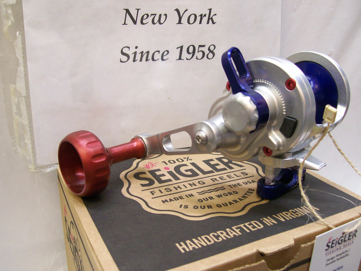 Custom Seigler SG Small Game Red, White & Blue Lever Drag Reel Right Handed NEW
